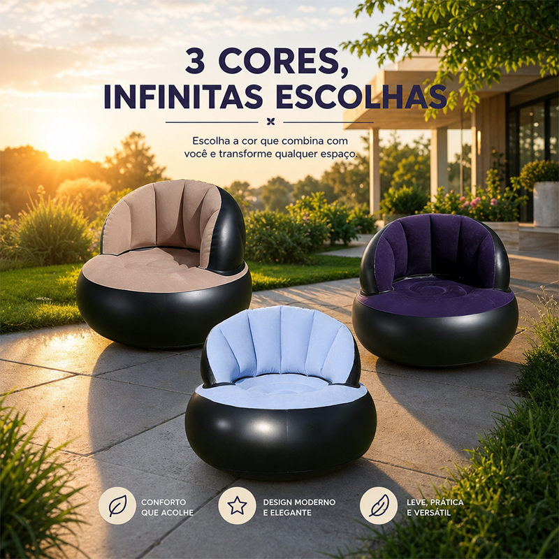 Sofá inflável prático e impermeável, ideal para acampamentos, praia e sala de estar
