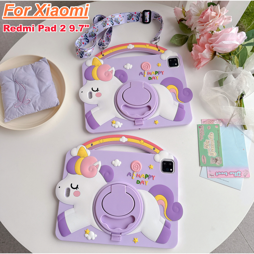 Unicórnio Dos Desenhos Animados Crianças Suporte Tablet Caso Para Xiaomi Redmi Pad 2 9.7 " 2026 Silicone Capa Protetora