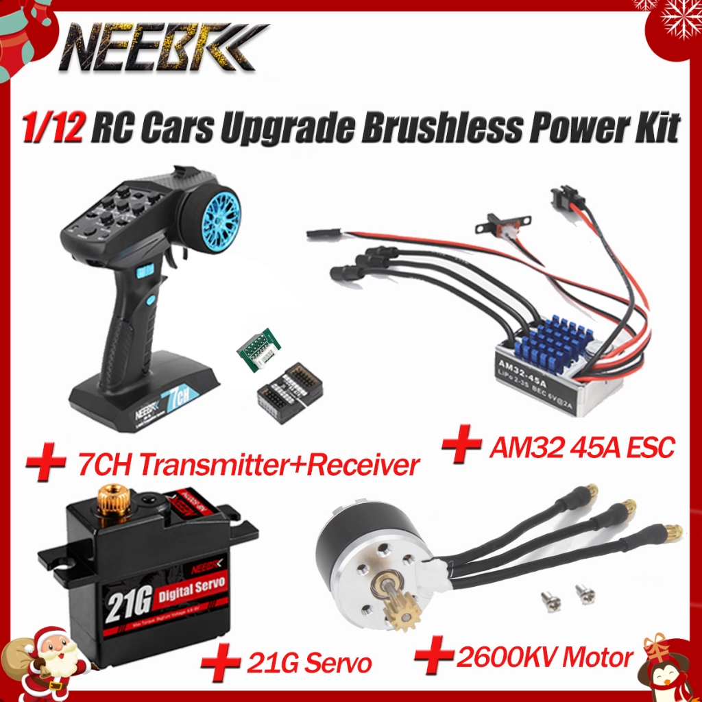 NEEBRC 2322 2600KV Motor De Esteira Sem Escova AM32 45A Outrunner Brushless ESC 7CH Transmissor Com Receptor 21g Servo À