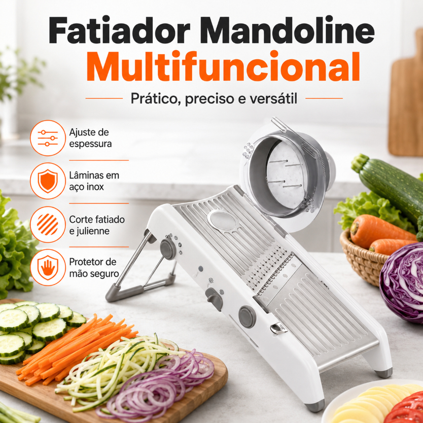 Mandolin Fatiador Profissional Aço Inox 18 tipos Cortador De Legumes Mandoline Profissional 18 tipos de corte Mandolin