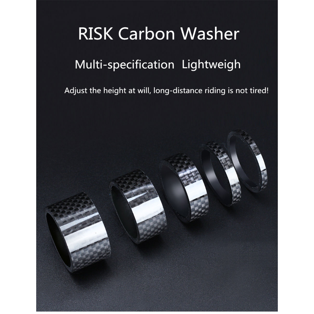 RISK Fibra De Carbono Fone De Ouvido Garfo Espaçadores kit Guiador Arruela Anel Junta Dianteiro MTB Bicicleta Haste Estr