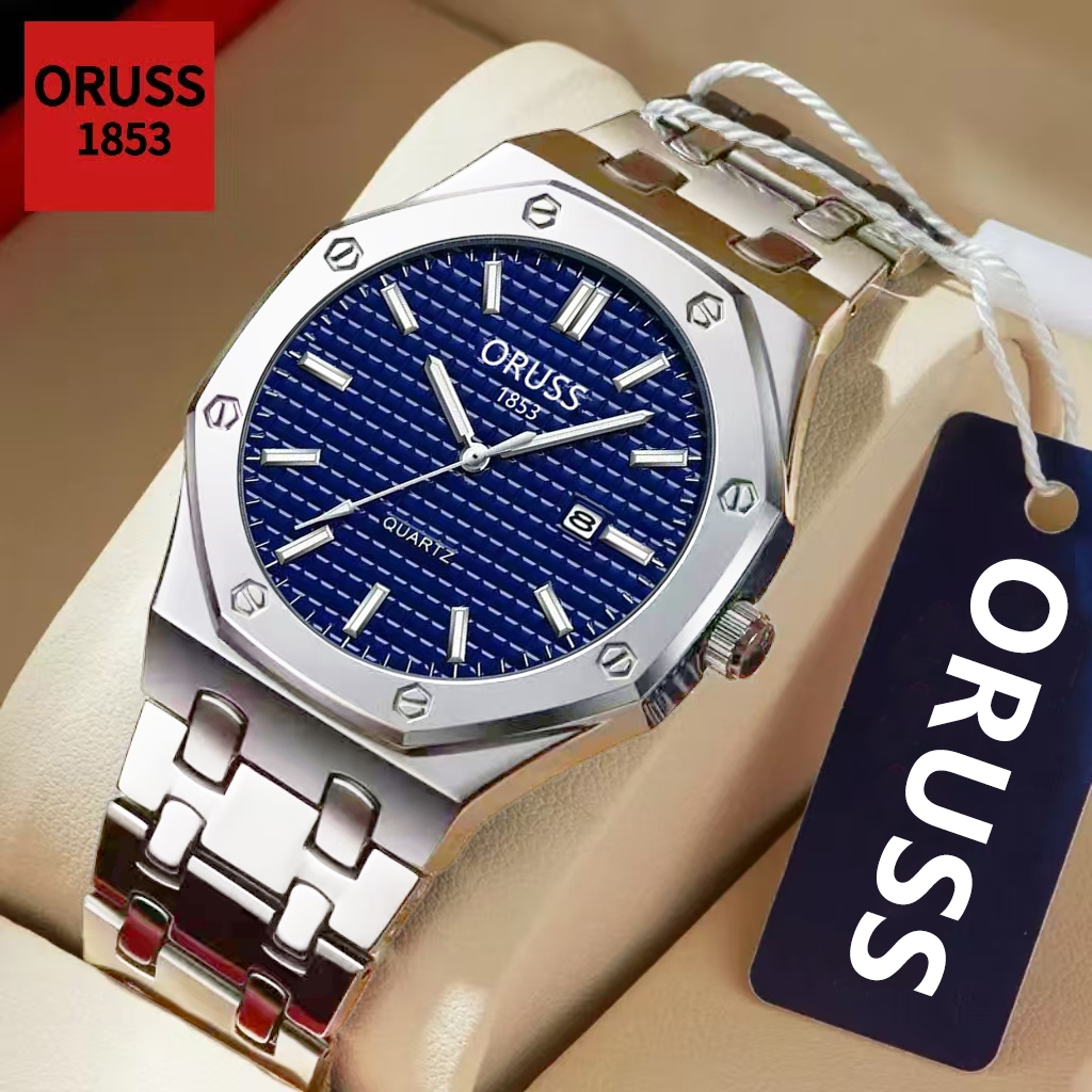 ORUSS Original Masculino Calendário de Aço Inoxidável Luxo Luminoso À Prova D 'Água Relógio de Negócios Moda Versão Core