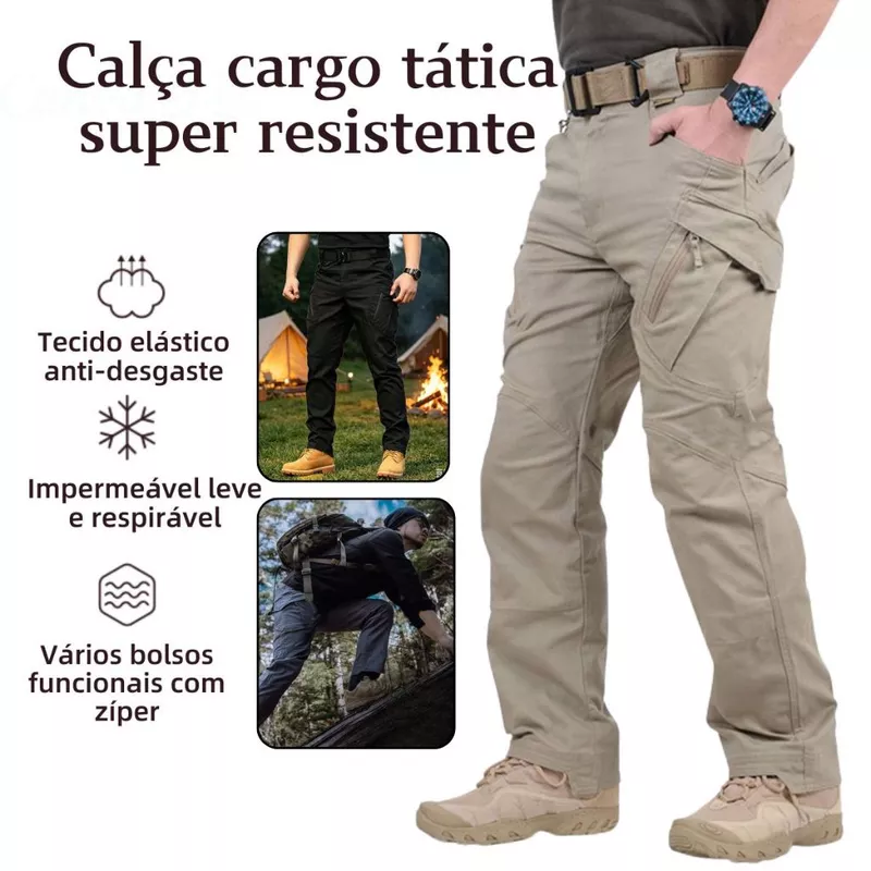 Calça Tática IX9 Masculina Calça Cargo Multibolsos, Resistente à Água e Desgaste, Caminhada Trabalho