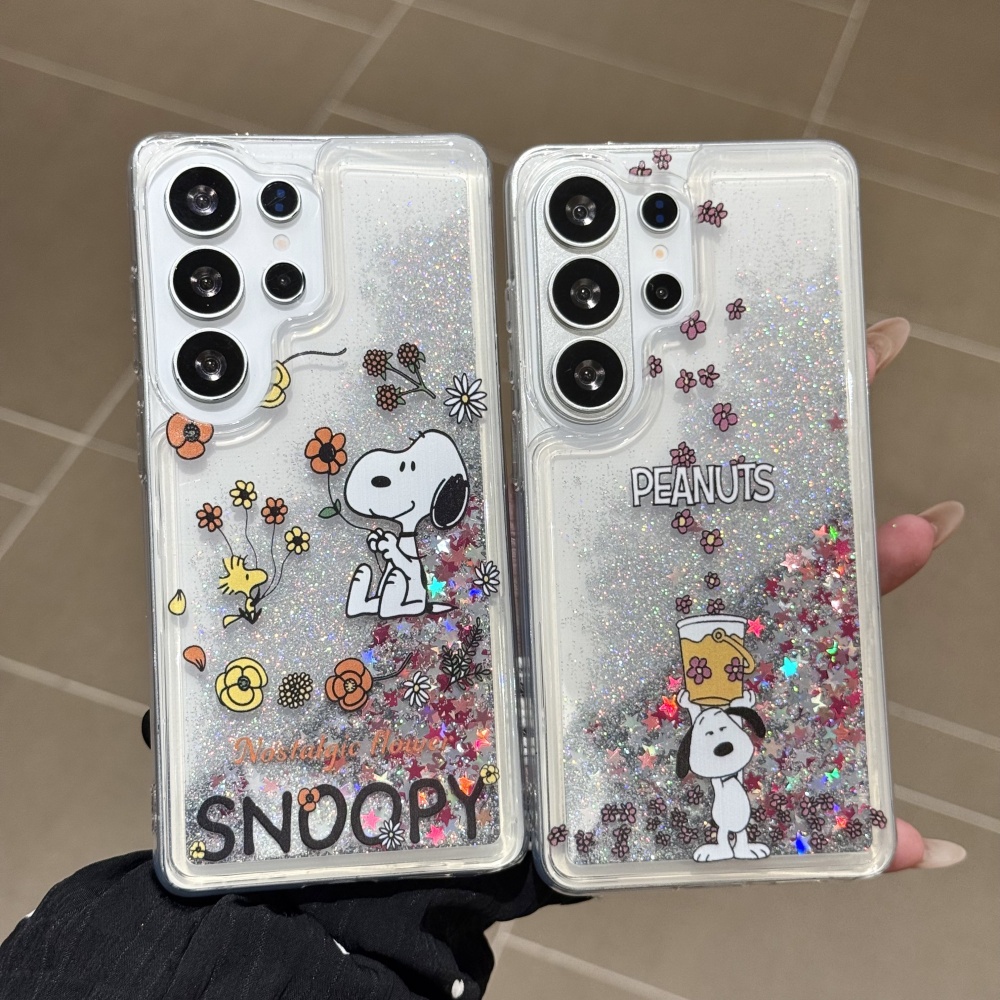 Snoopy Espumante Glitter À Prova De Choque Caso De Telefone Samsung S26 S25 ULTRA S24 PLUS S23 Capa Protetora S23U Embal