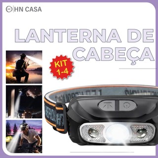 Kit 1/2/3/4 Lanterna de Cabeça Led Alta Potência com vidro óptico carregador USB Bivolt
