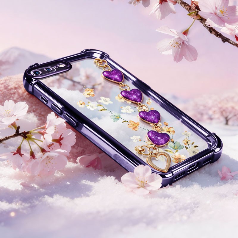 Capa VRQR Compatível Com Iphone 6 6S 7 8 Plus SE 2020 Elegante Orquídea Grama Caso De Telefone Pulseira De Amor