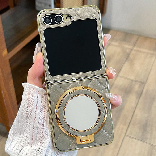 Espelho De Maquiagem Suporte Tela Dobrável Capa De Couro De Luxo Para Samsung Ga