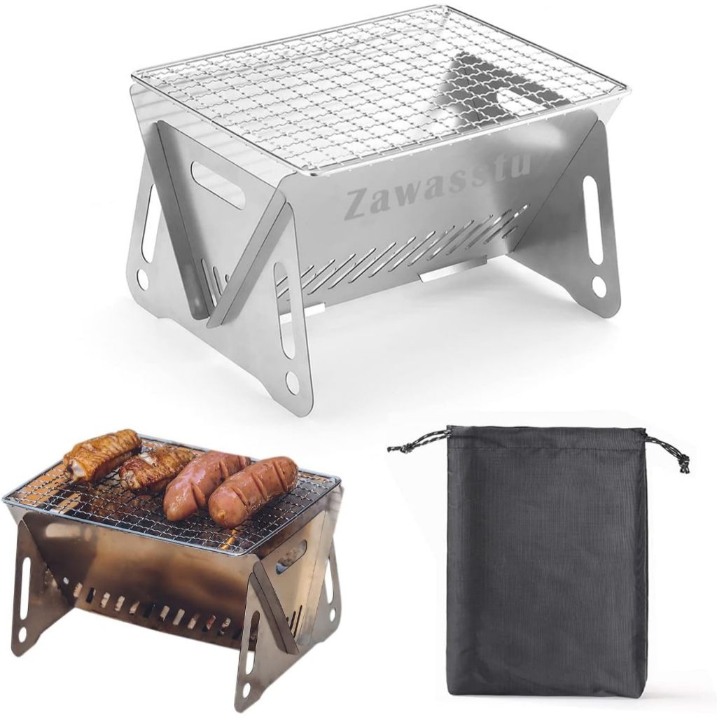Churrasqueira Mini Galvanizada Desmontável Portátil para Camping Pesca e Apartamento
