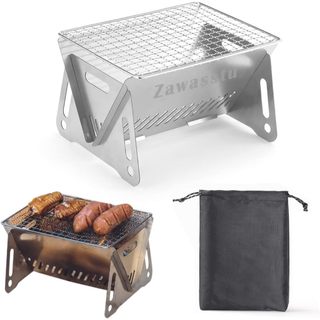 Churrasqueira Mini Galvanizada Desmontável Portátil para Camping Pesca e Apartamento
