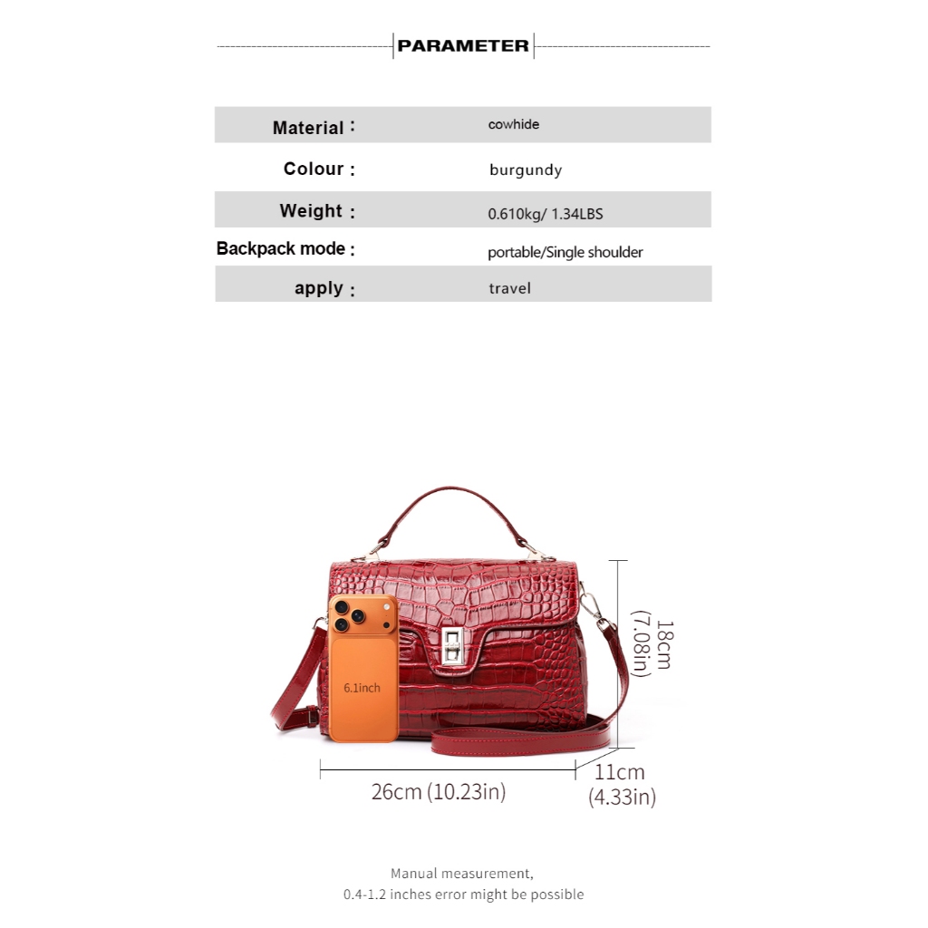 Vintage Brilhante Croc Padrão Senhoras Mochila Saco Vermelho Bolsa De Couro Patente Alça Destacável Crossbody