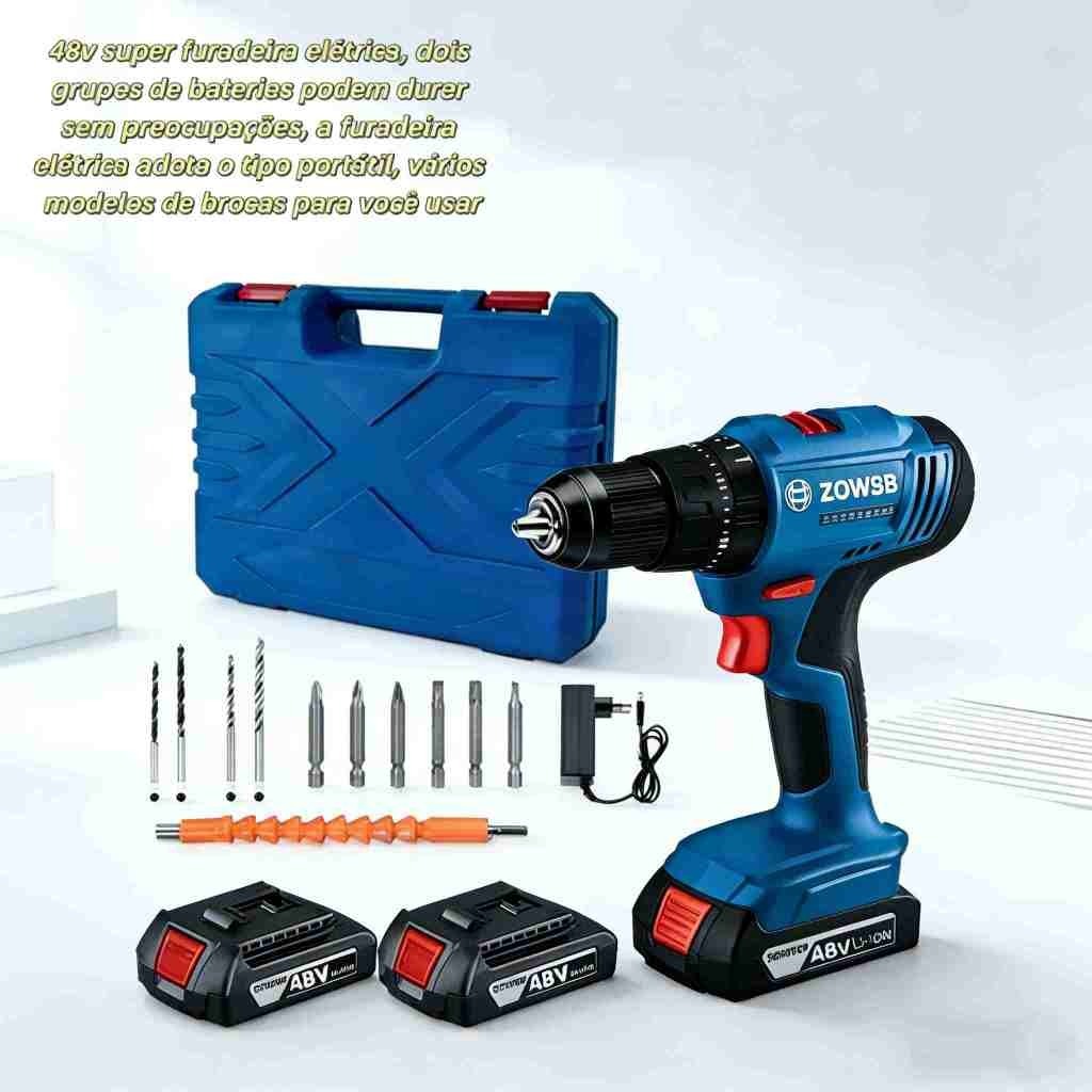 Profissional Furadeira parafusadeira 2 Baterias 48v geral Bosch furadeira de impacto elétrica com kit de acessórios