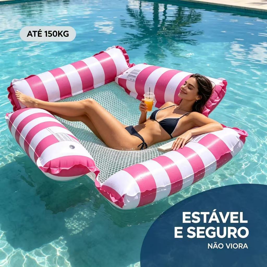 Boia Inflável Reclinável Confortável Estável para Adulto com Encosto e Material PVC Resistente
