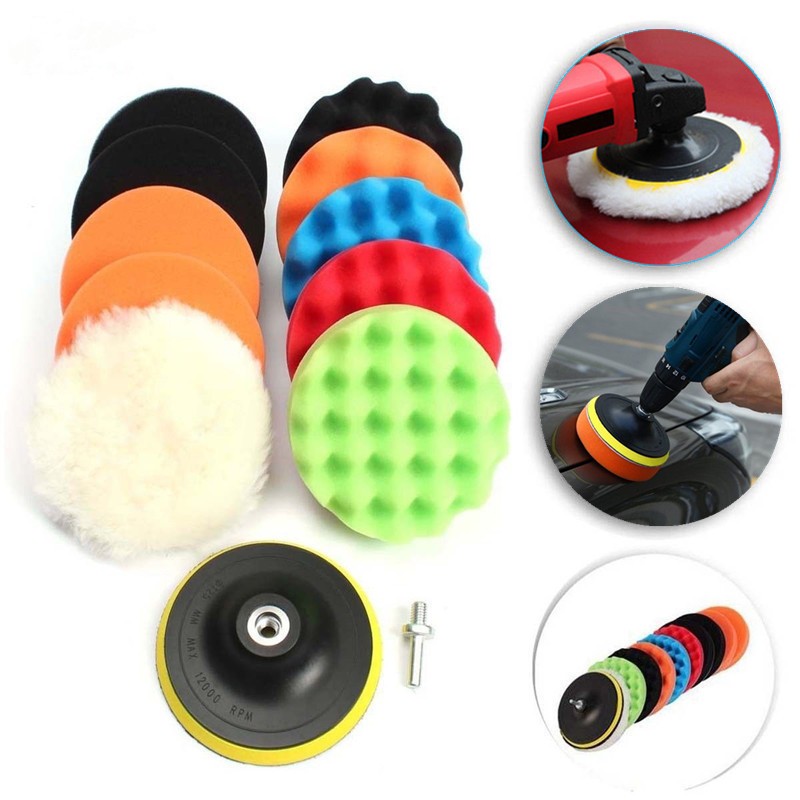 Kit Boina Automotiva Polimento 3 Pol 11 Peças Espuma e Lã Com Suporte Para Furadeira e Parafusadeira samba