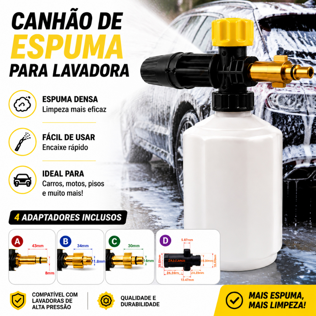 Canhão de espuma de neve para lavadoras de alta pressão