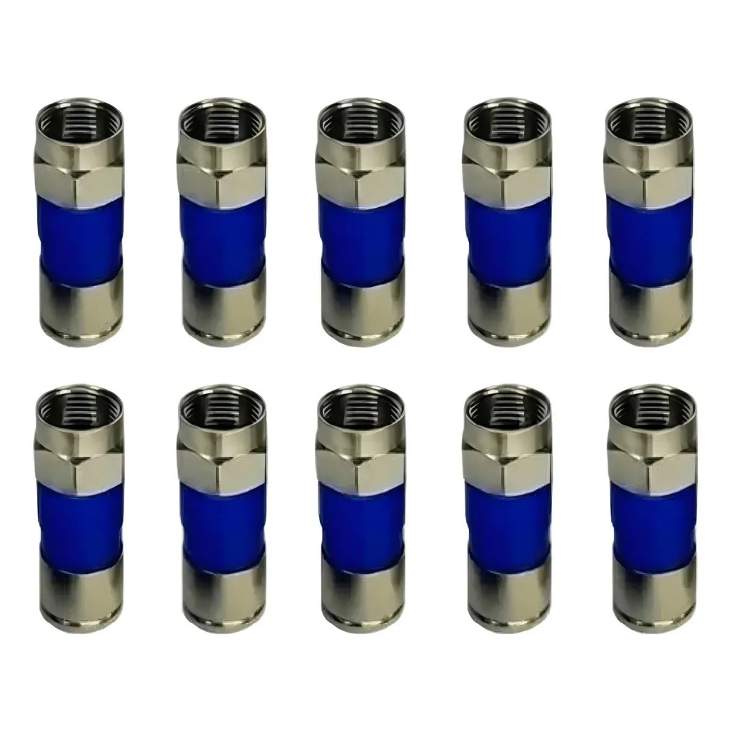 Conectores Compressão Azul Rg-6 Cabo Coaxial C/ 100 Unidades
