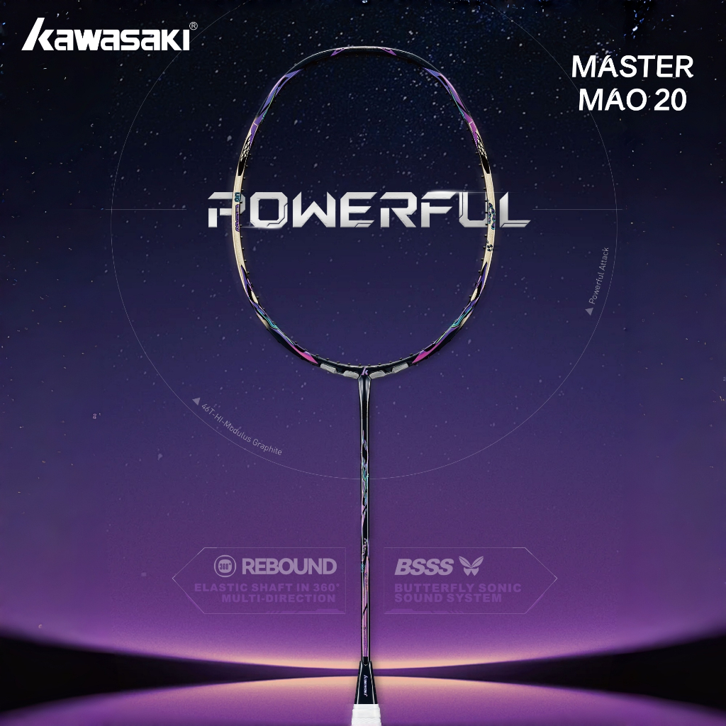 Kawasaki Raquete De Badminton Profissional Master Mao 20 65T Alto Módulo Grafite 18-32LBS Para Jogadores De Ataque Profi