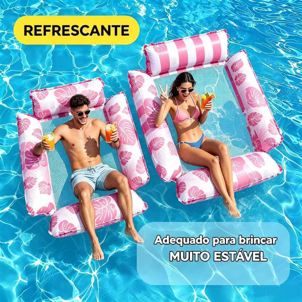 Boia Inflável para Adulto Suporta Peso PVC Resistente com Encosto Reclinável