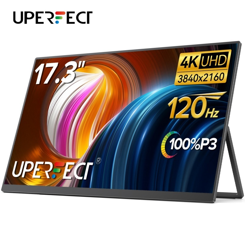 UPERFECT Monitor Portátil 17.3 Polegadas 4K 120Hz 9ms VESA 100%sRGB 400 Nits Tel