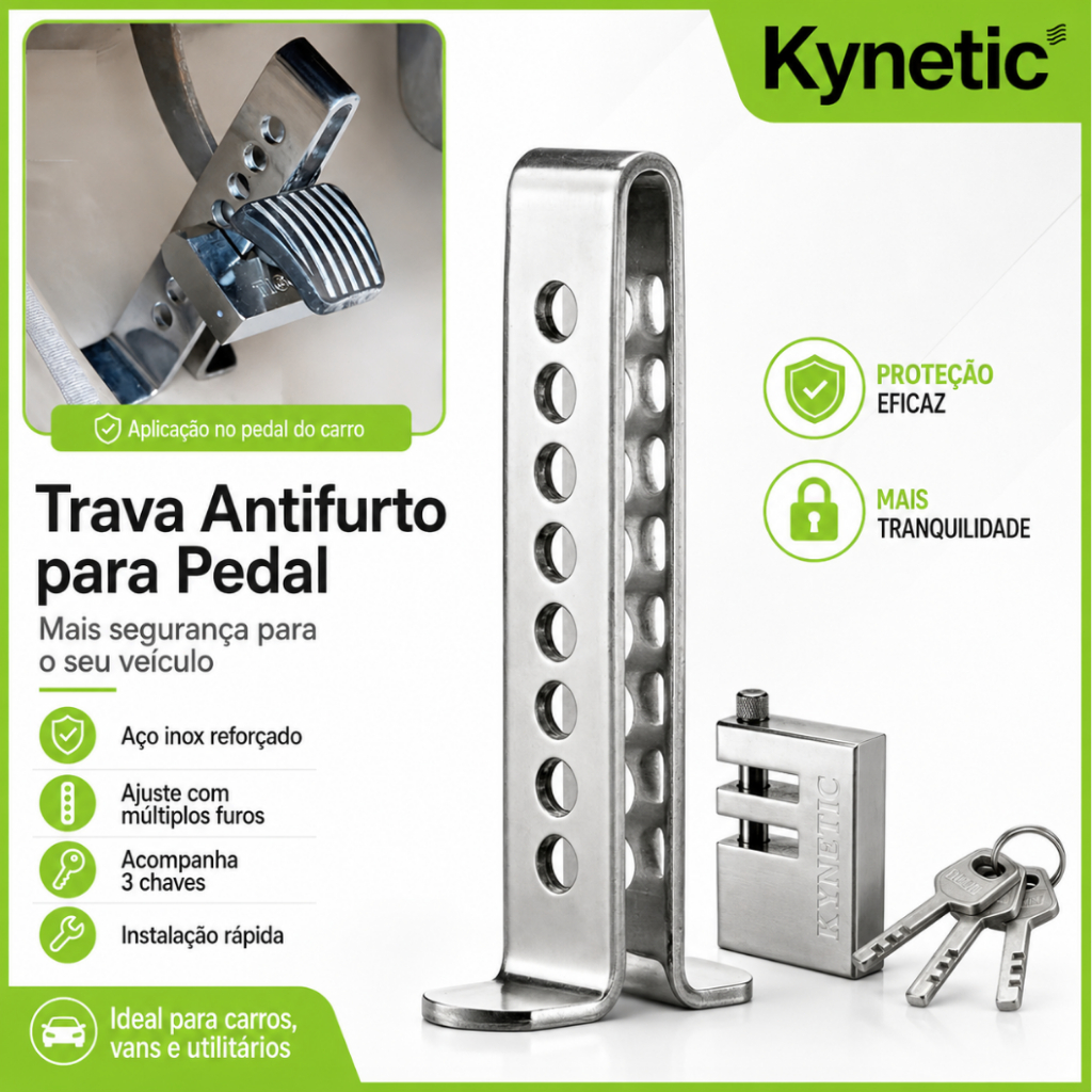 Acelerador Antirroubo – Trava Universal Antifurto para Pedais– Aço Inoxidável – Proteção Máxima para Seu Veículo