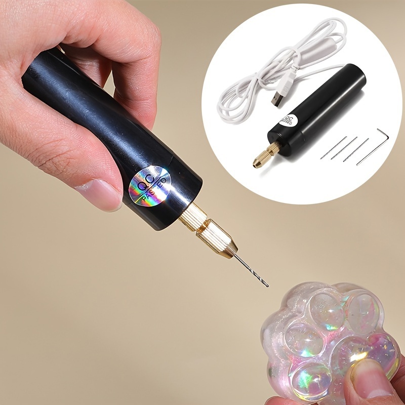 Cristal epóxi diy Mini furadeira elétrica USB pequena broca elétrica pérola artesanal perfuração buraco caneta-em forma