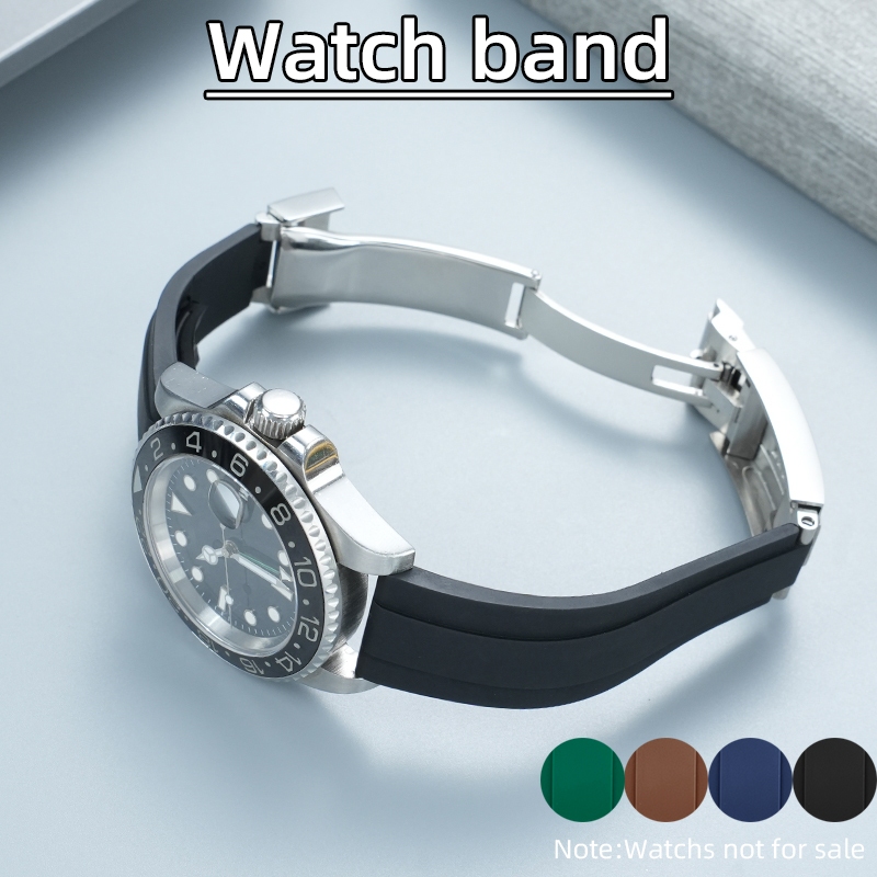Pulseira De Relógio De Borracha Fluorada De 20 Mm Em Aço De Memória Integrado Para Rolex Daytona Submariner Gold Yacht-M