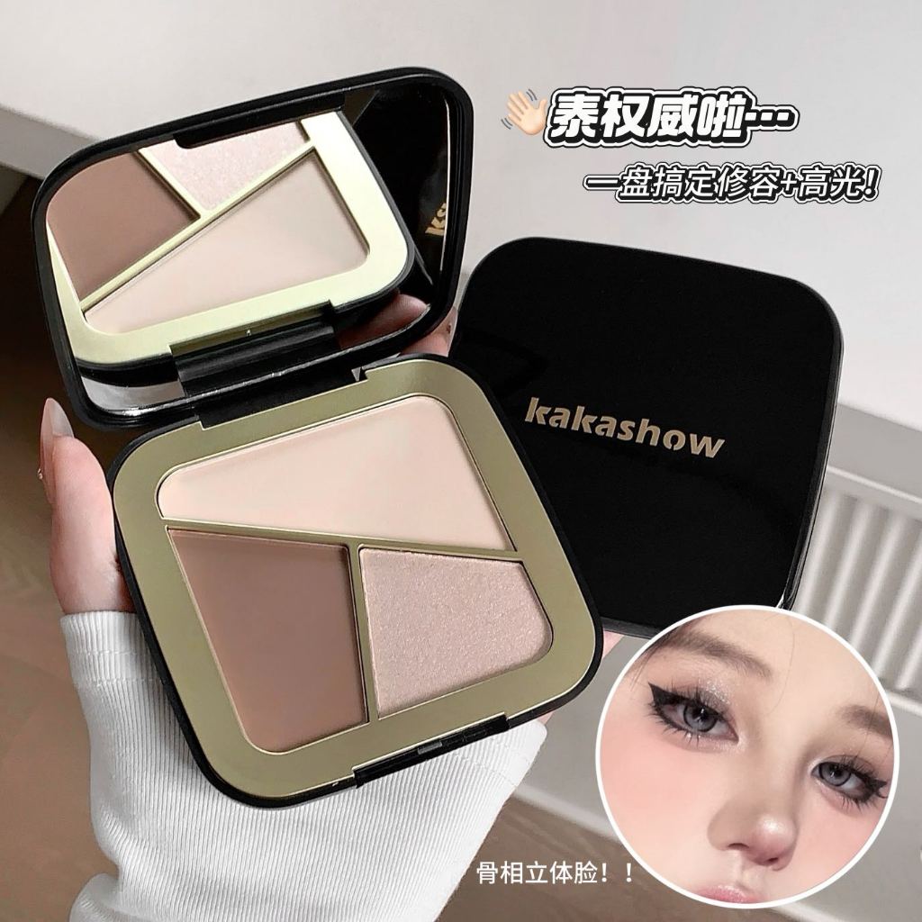 kakashow Paleta De Contorno 3 Em 1 , Sombra Fosca , Destaque , Escultura Facial , Maquiagem Sem Esforço , Cosméticos Fac
