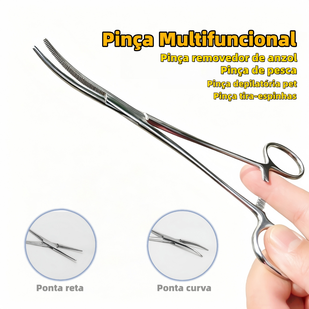 Pinça Hemostática 13-24cm Aço Inoxidável Alicate Removedor de Anzóis para Pesca e Banho de Pets