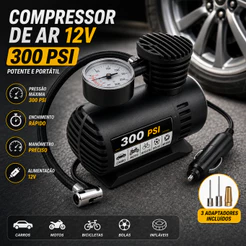 Mini compressor de ar de carro 300psi 12v adequado para pneu de carro motocicleta bicicleta colchão bola