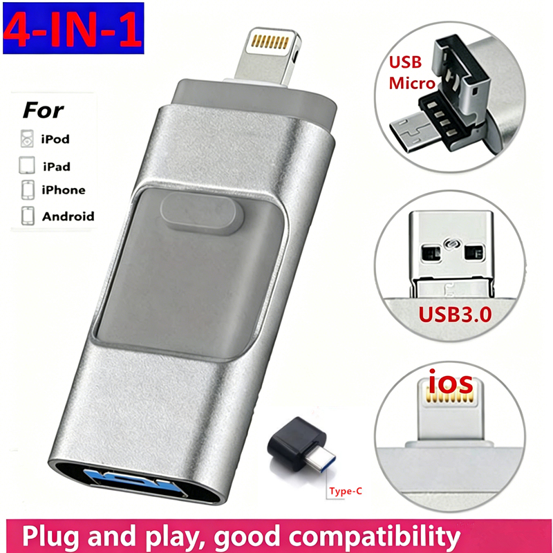Pendrive iP/ho/ne De 2TB , 1TB , Unidade flash USB OTG 512GB 256GB 128GB 64GB 32GB 16GB 3.0 Cle Para iPhone/Android/tabl