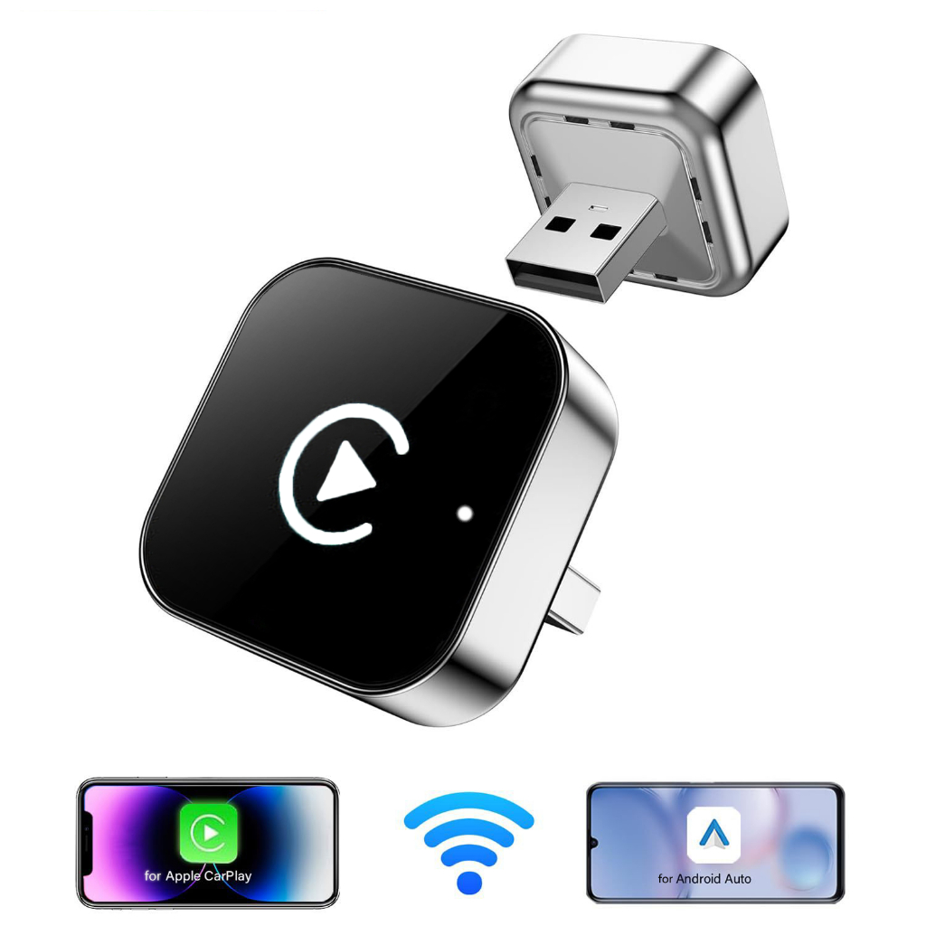 Adaptador CarPlay Sem Fio Revestido De Luxo Para Apple E Android Auto , Dongle Inteligente, plug & play, Conexão automát