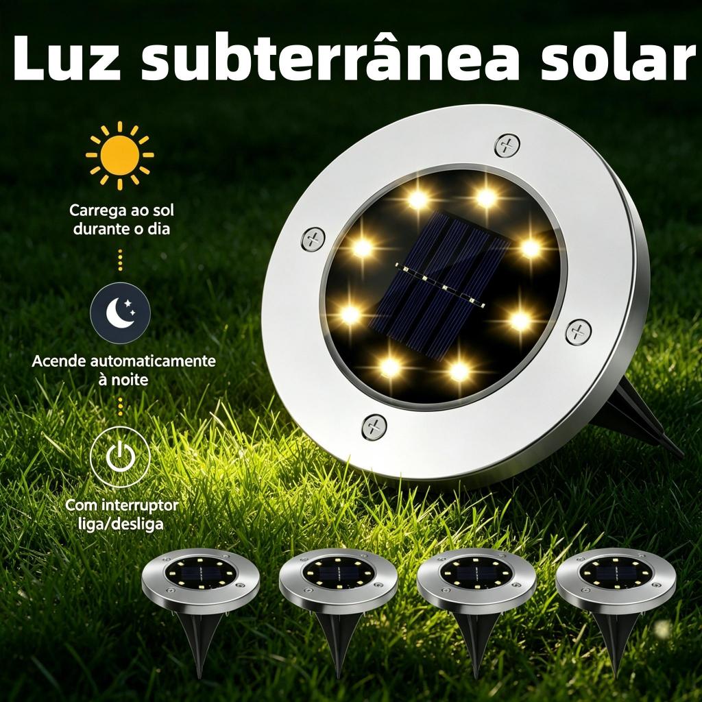 Kit 4 Luz Solar para Exterior de Led Luminaria de Chão Lâmpada Solar de Piso Luz de Caminho Jardim