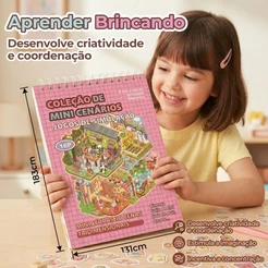 Caderno com Adesivos 3D Livro Cenarios Kawaii DIY Scrapbooking Paisagismo Fofo