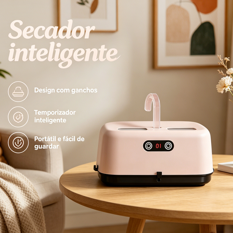 Secadora de Roupas Portátil Dobrável Bivolt 600W 110V/220V com Timer 180min, Seca Rápido até 10kg, Ideal para Viagem