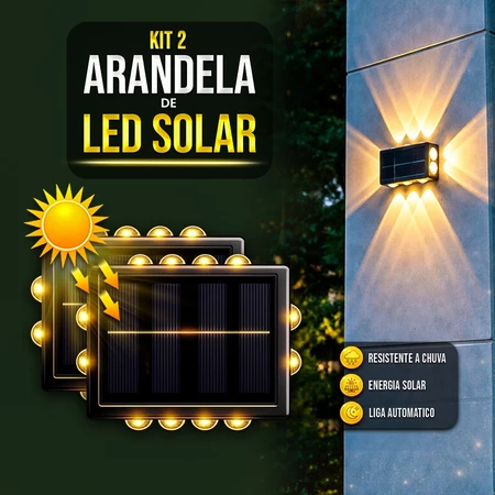 Arandela Solar LED 12 Leds Iluminação Externa Automática Prova D’Água Sem Fio Jardim Fachada