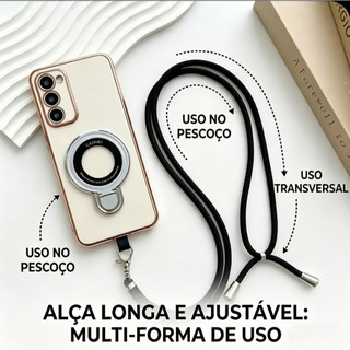 HEYOO Capa Compativel com Samsung S25 S24 S23 S20 Suporte Multiuso Cordão Regulável Proteção de Câmera