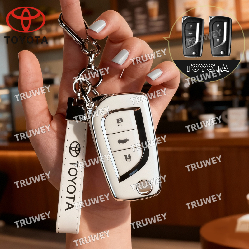 Para Toyota Camry Corolla RAV4 Hilux Fortuner Yaris Innova Keyless Remoto Chave Capa Chaveiro Titular Acessórios Do Carr