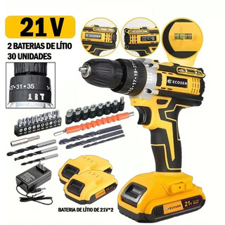 Furadeira Parafusadeira  bateria 21V com maleta e acessórios/3 Funções