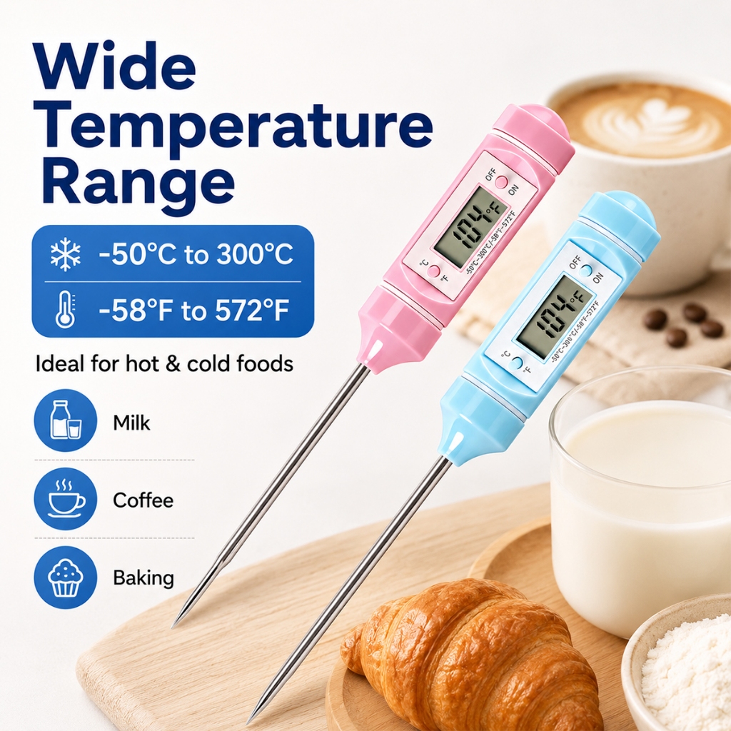 Termômetro Digital De Leite E Café 304 , Sonda De Aço Inoxidável , Medidor De Cozimento Para Cozinha