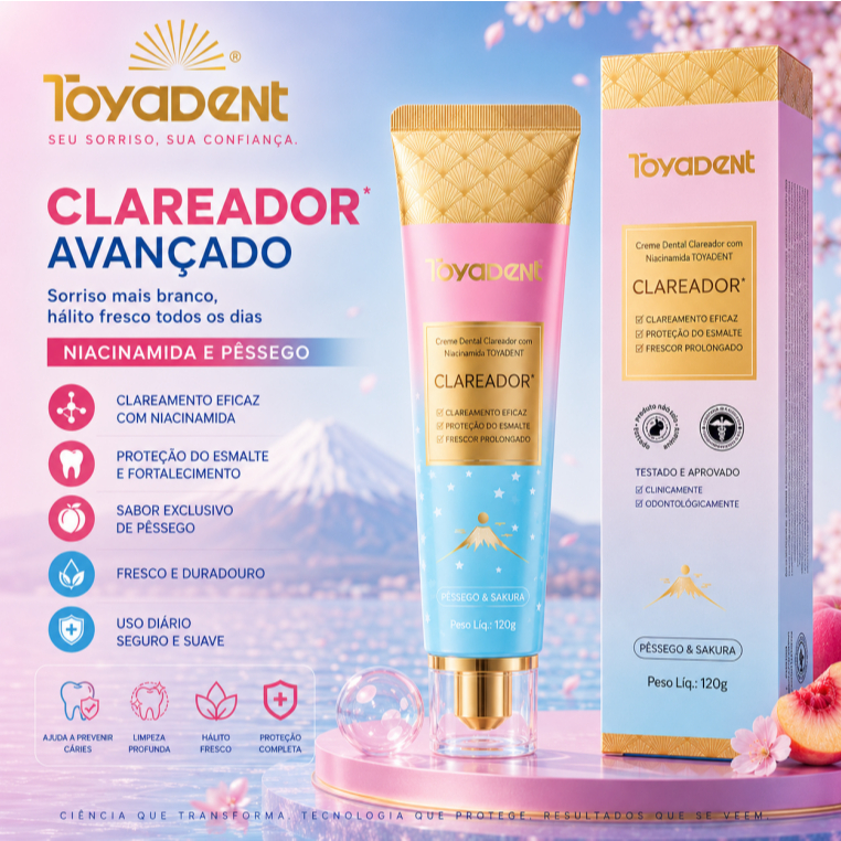 ToyaDent Creme Dental Com Niacinamida Sem Flúor Limpeza Profunda Suave