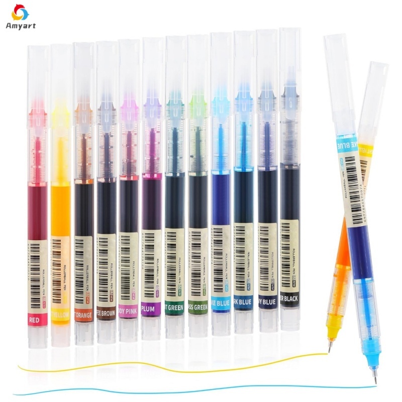Kit Caneta Gel Coloridas 3/6/12Pcs Líquido Direto 0.5 Mm Grande Capacidade Para Desenho Escrita