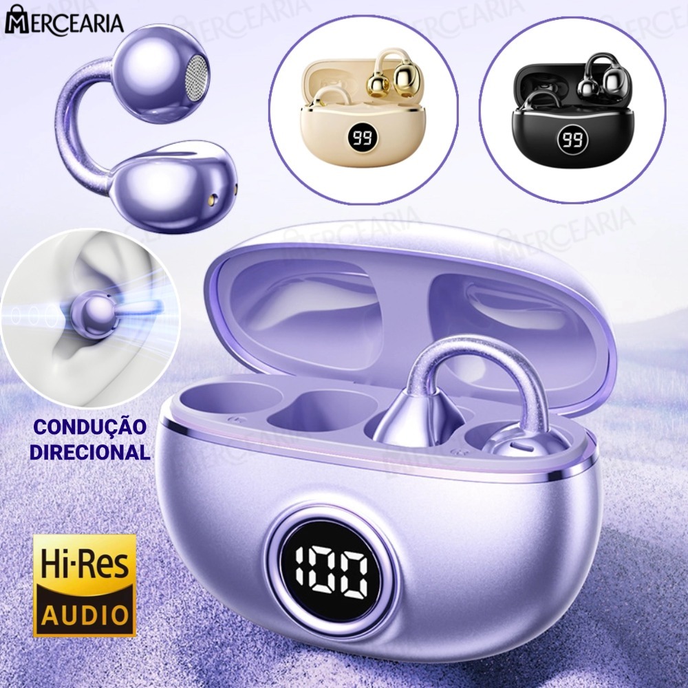 Fones de ouvido com clipe, fones de ouvido Bluetooth, baixa latência, qualidade de áudio sem perdas, condução óssea-MC