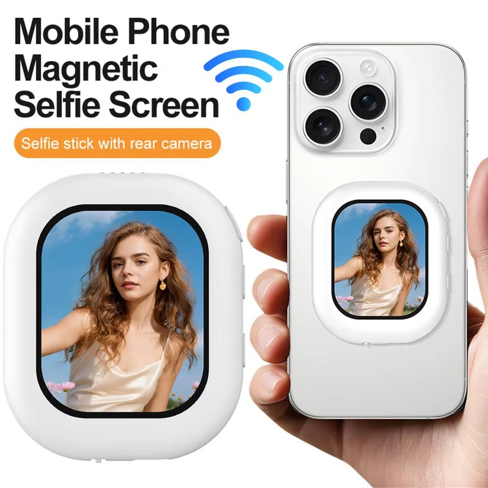 2 Pçs Mini Tela Magnética Traseira Selfie Monitor Projetor De Telefone Sem Fio Exibição De Visualização Em Tempo Real Pa