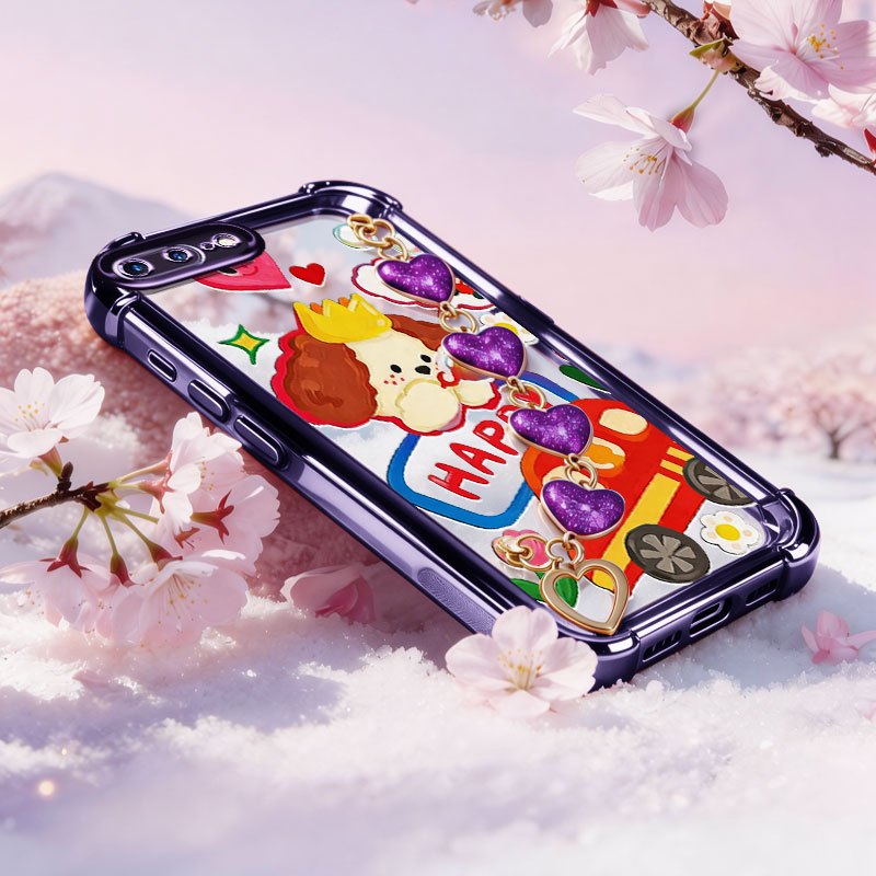 Capa VRQR Compatível Com Iphone 6 6S 7 8 Plus SE 2020 Grande Urso Transparente Caso De Telefone Pulseira De Amor