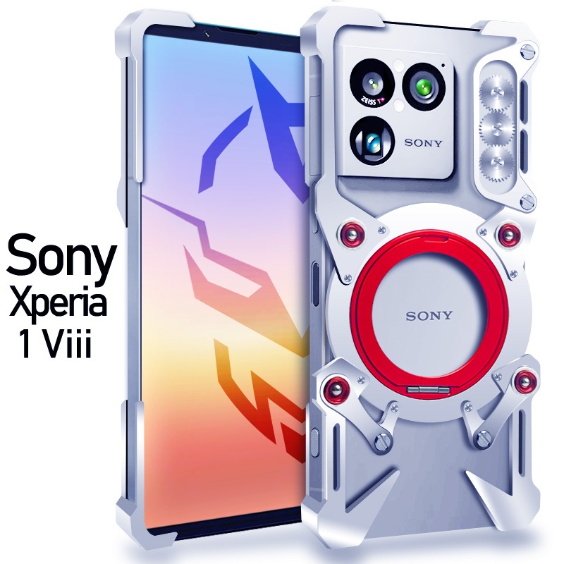 Capa Luxuosa De Liga De Alumínio E Metal Sem Aro Para Sony Xperia 1 VIII Rotate 360 ° De Suporte De Proteção À Prova De