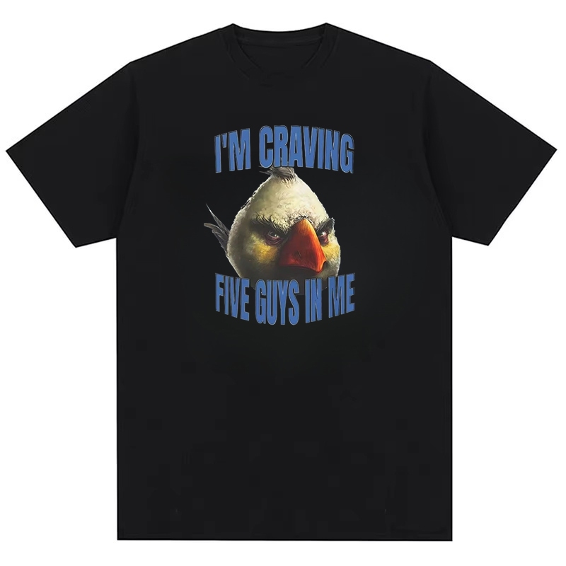 Engraçado Angry Bird Meme Desejo Cinco Caras Padrão Masculino Retro 100 % Algodão Camiseta Oversized