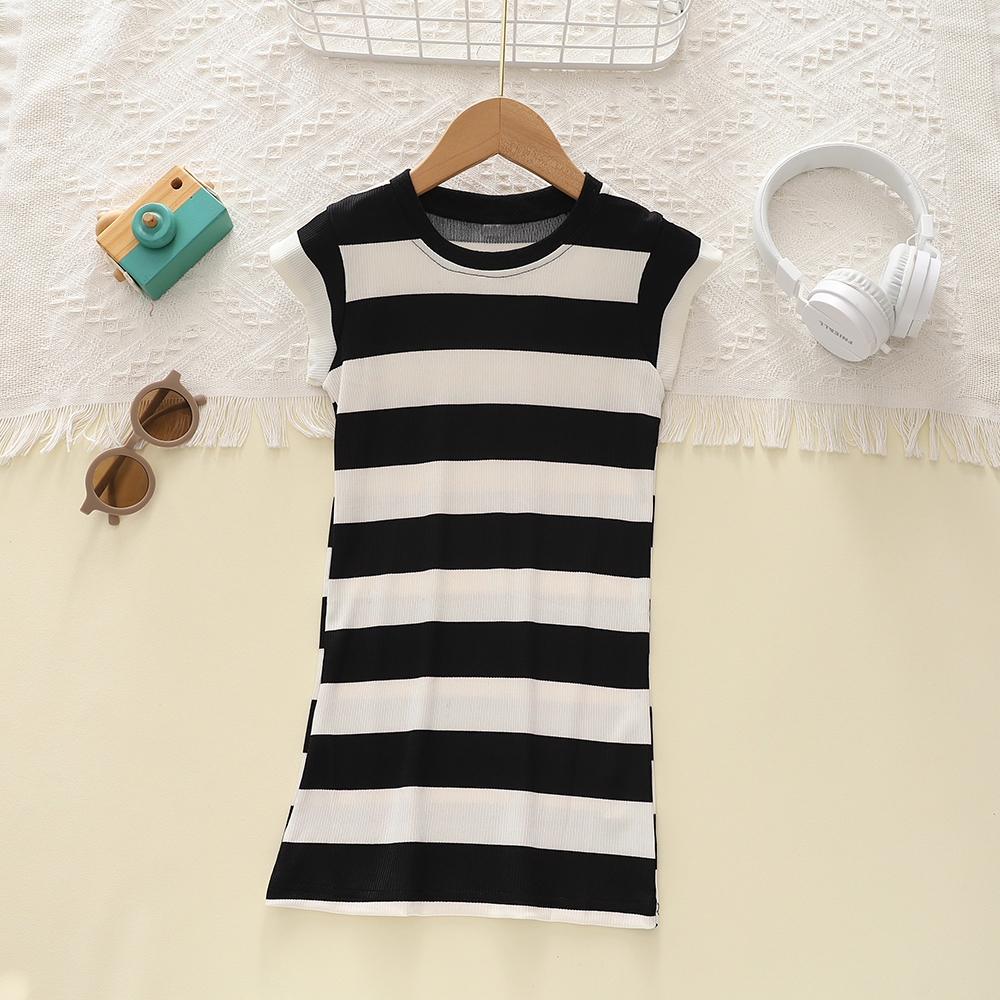 Vestido feminino preto branco listrado sem mangas vestido colete justo