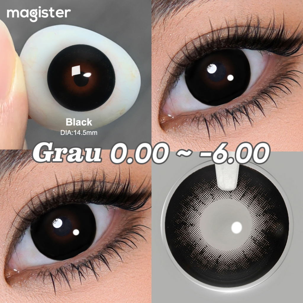 [0.00~-6.00] Magister Lente De Contato Com Grau Preto Preta Grande Clássico Lentes 1 Par 14~14.5mm