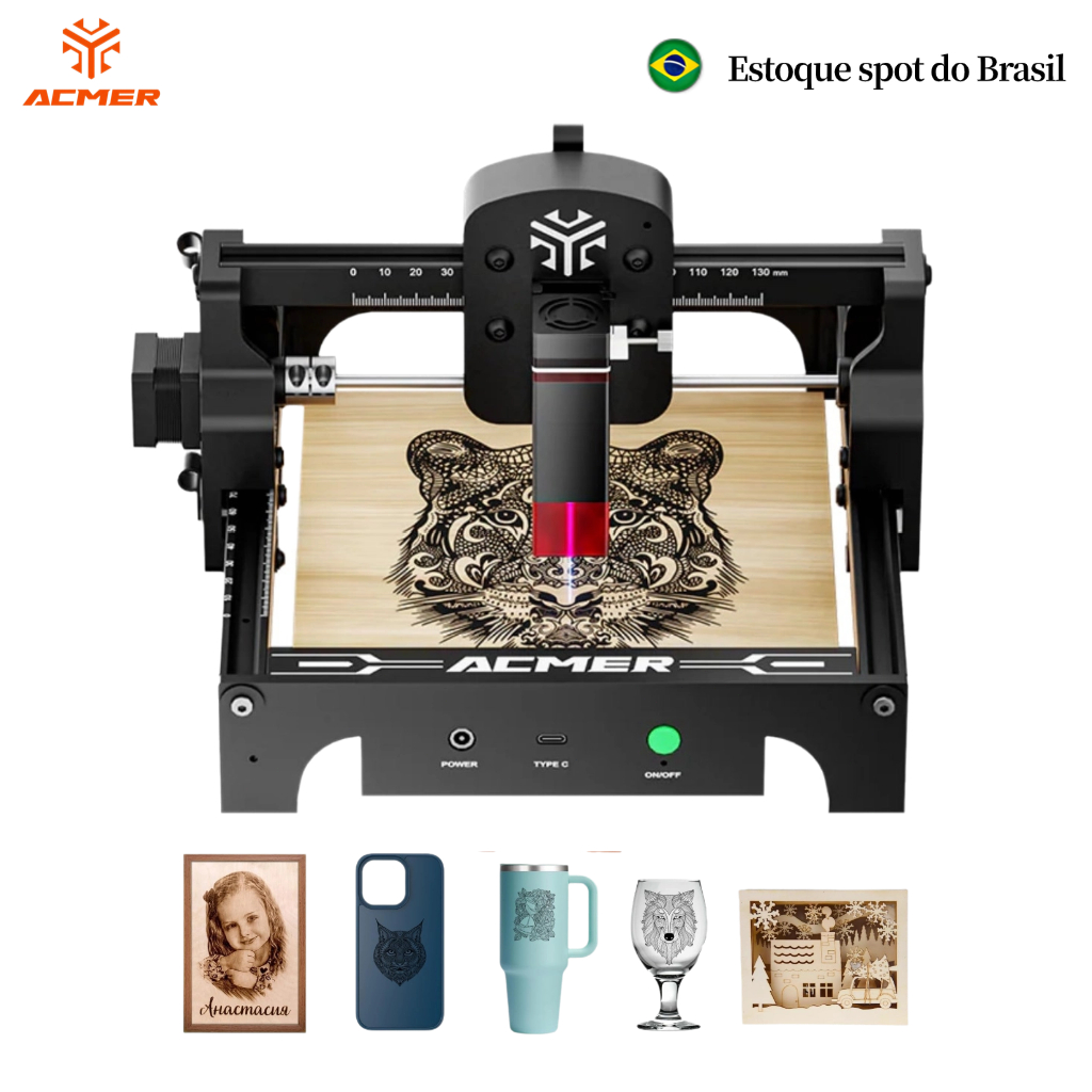 ACMER S1 6W Gravadora a Laser 3d Impressora Portátil Maquina Corte Laser, Can carve wood, leather | Estoque Brasil 24h