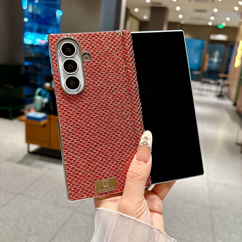Capa ZFold8Ultra Para Samsung Galaxy Z Fold 8 Ultra 7 6 5 Dobradiça De Eixo Duplo Glitter Diamond Grid Pattern Celular