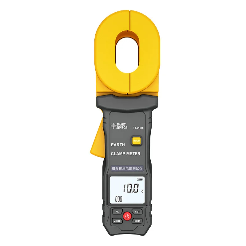 ST4100 Digital LCD Braçadeira Medidor De Resistência À Terra Testador Faixa 0.010 ~ 500Ω Armazenamento De Dados